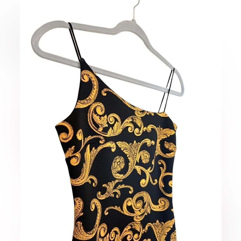 Guess Jenny Mini Black Gold Dress Gilded Printed Bodycon Size XS - Picture 5 of 10